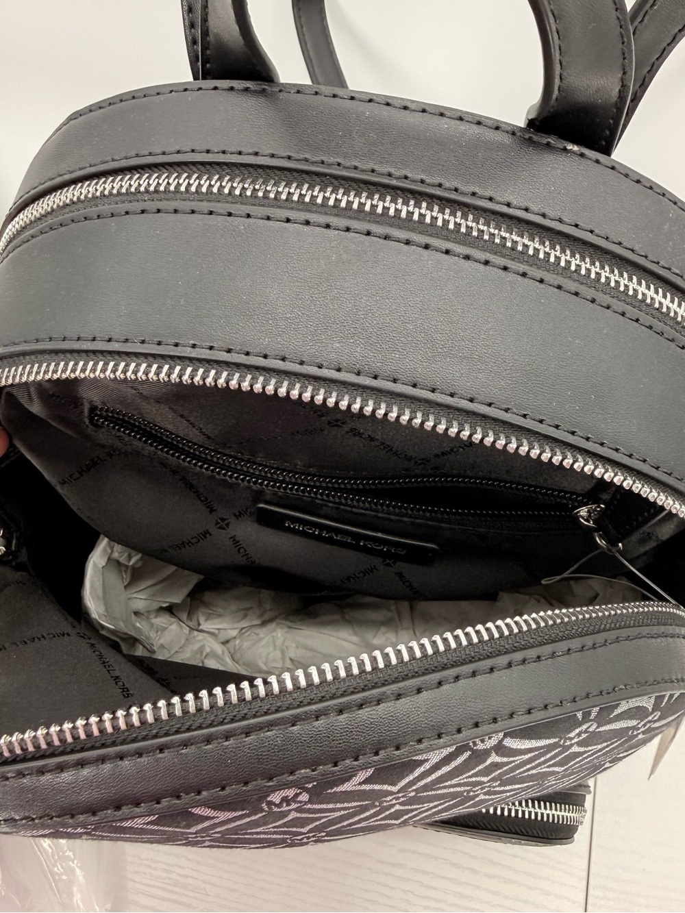 MICHAEL KORS Jaycee Medium Backpack NWT Black White MK Logo Bag - Picture 9 of 13